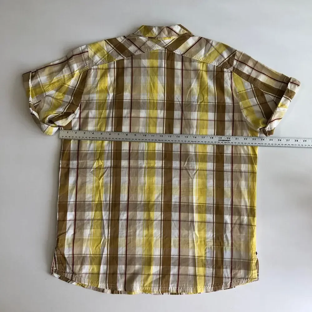 JORDAN Men’s Multicolor SS Plaid S/S Button Slit Shirt Sz L